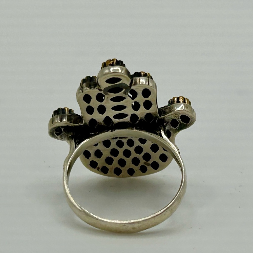 Sterling Silver Hamsa Statement Ring With Black &… - image 7